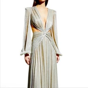 PatBO cutout metallic knitted maxi dress